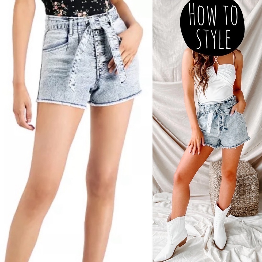 Celebrity Pink Belted Button-Fly Denim Shorts